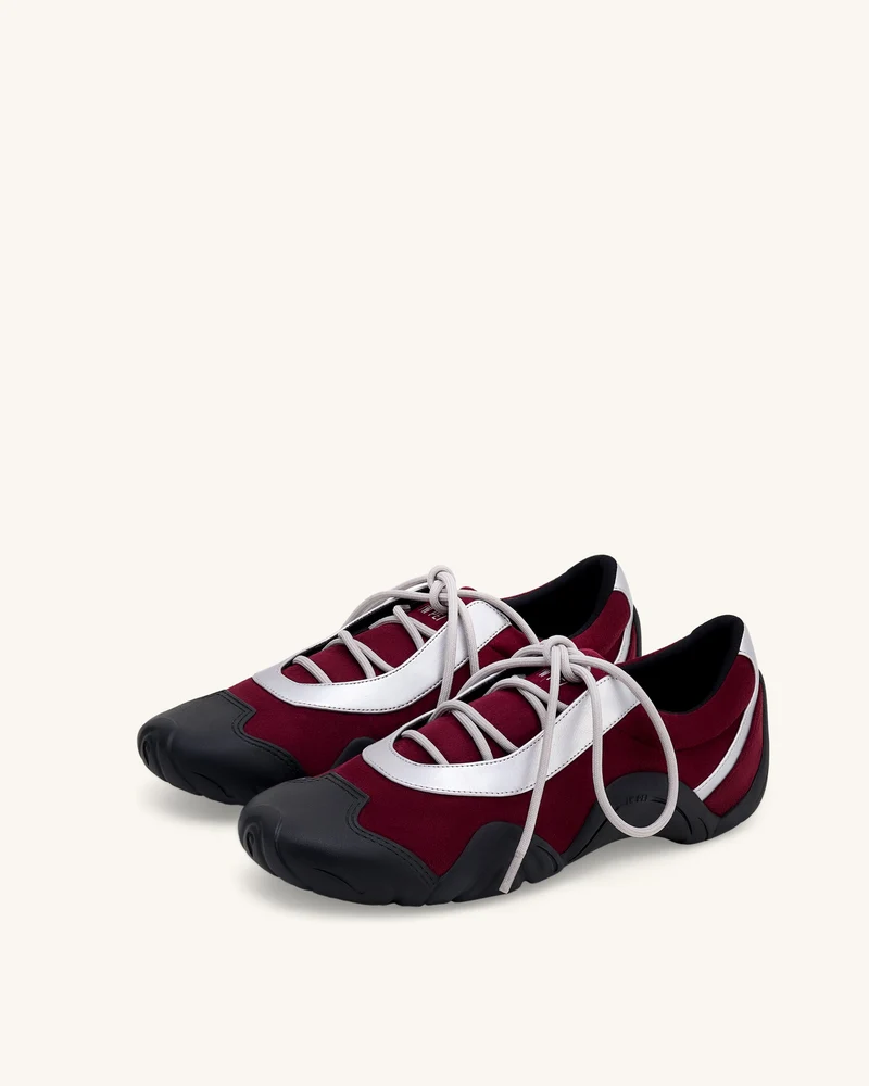 Caitlin Kunstwildleder-Schnürballerina-Sneaker - Bordeaux & Hellgrau