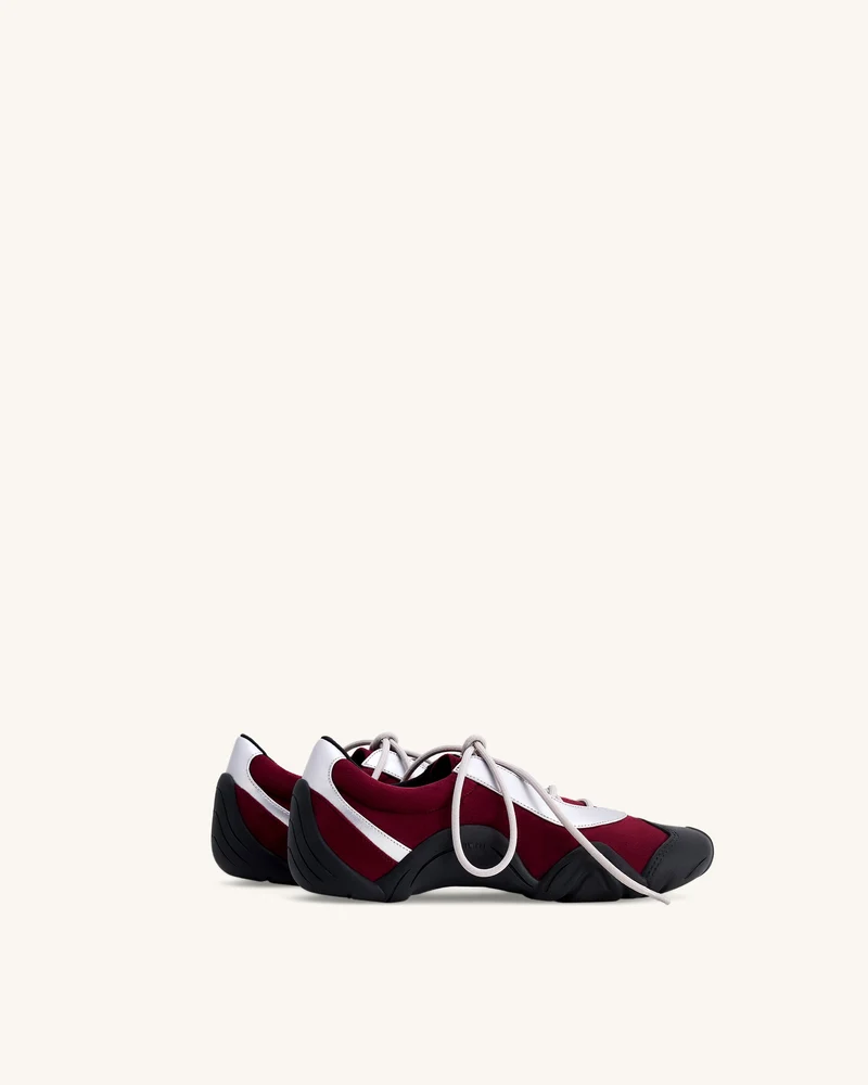 Caitlin Kunstwildleder-Schnürballerina-Sneaker - Bordeaux & Hellgrau