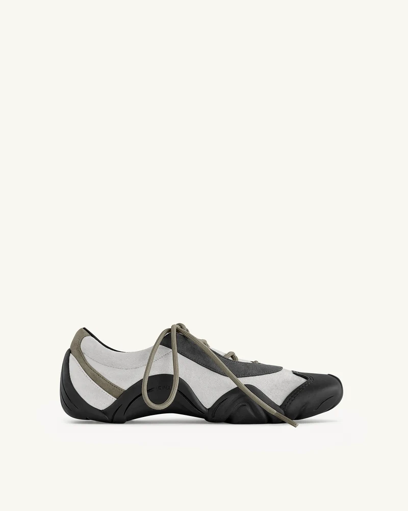 Caitlin Kunstwildleder-Schnürballerina-Sneaker - Grau-Mix