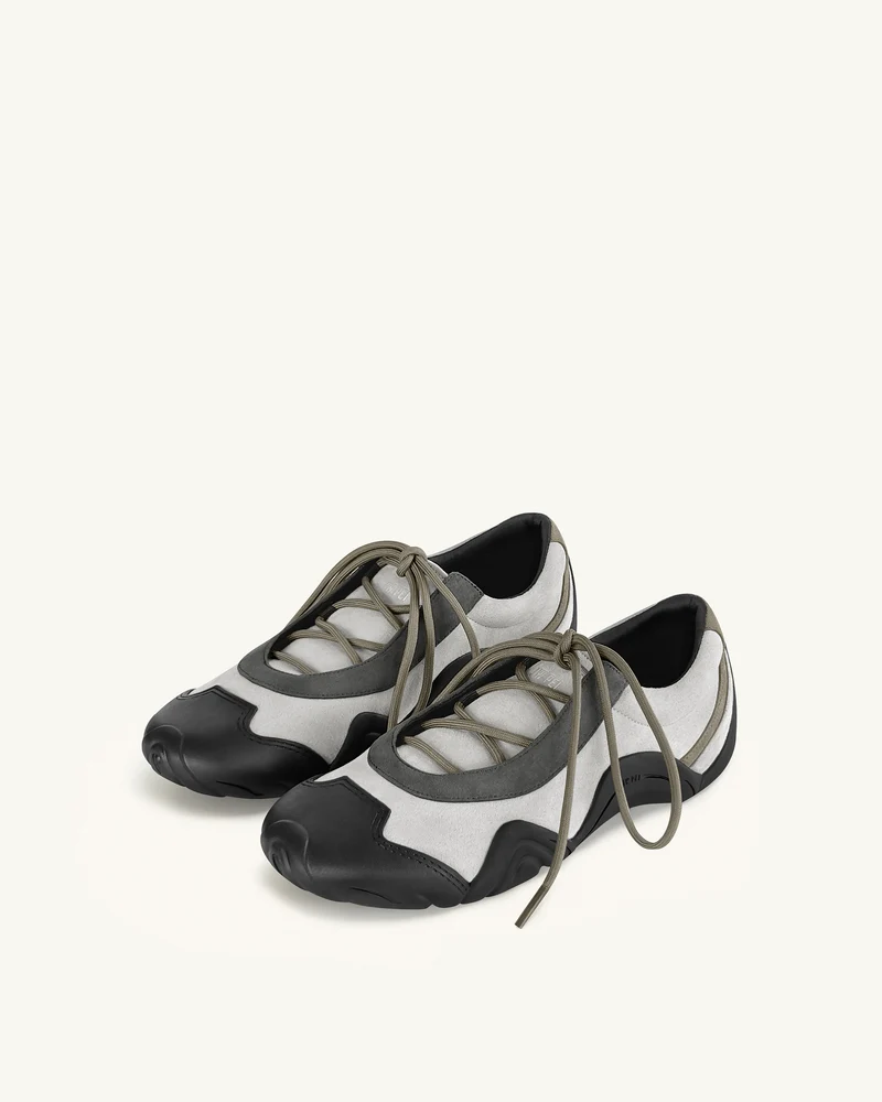 Caitlin Kunstwildleder-Schnürballerina-Sneaker - Grau-Mix