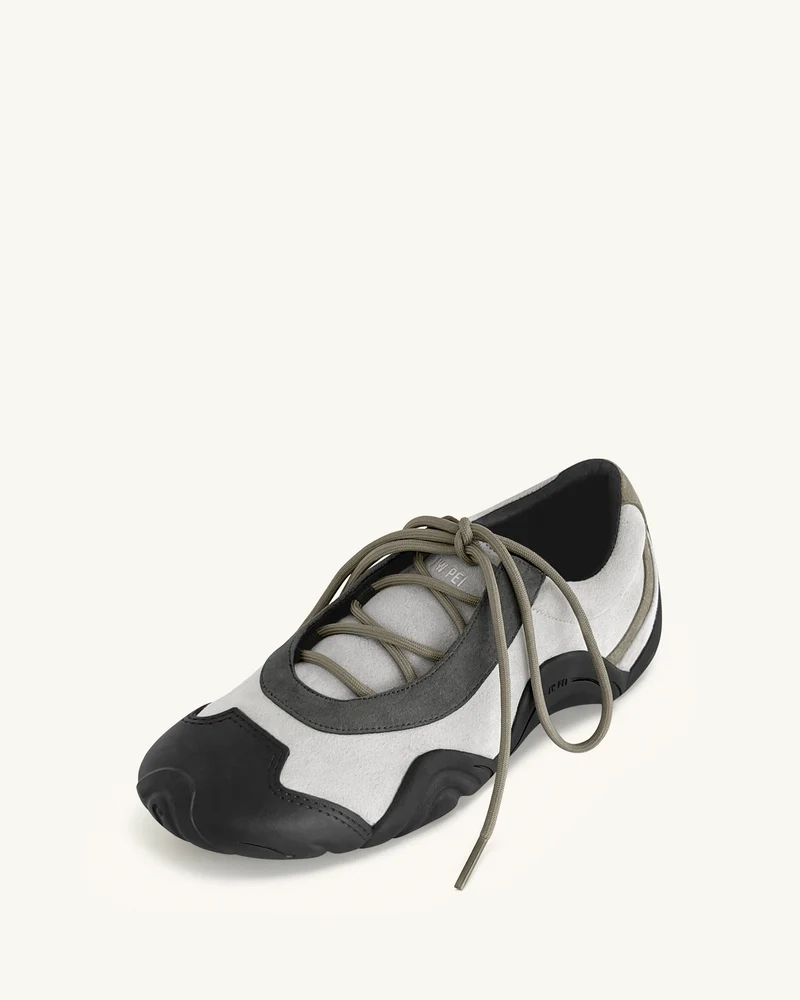 Caitlin Kunstwildleder-Schnürballerina-Sneaker - Grau-Mix