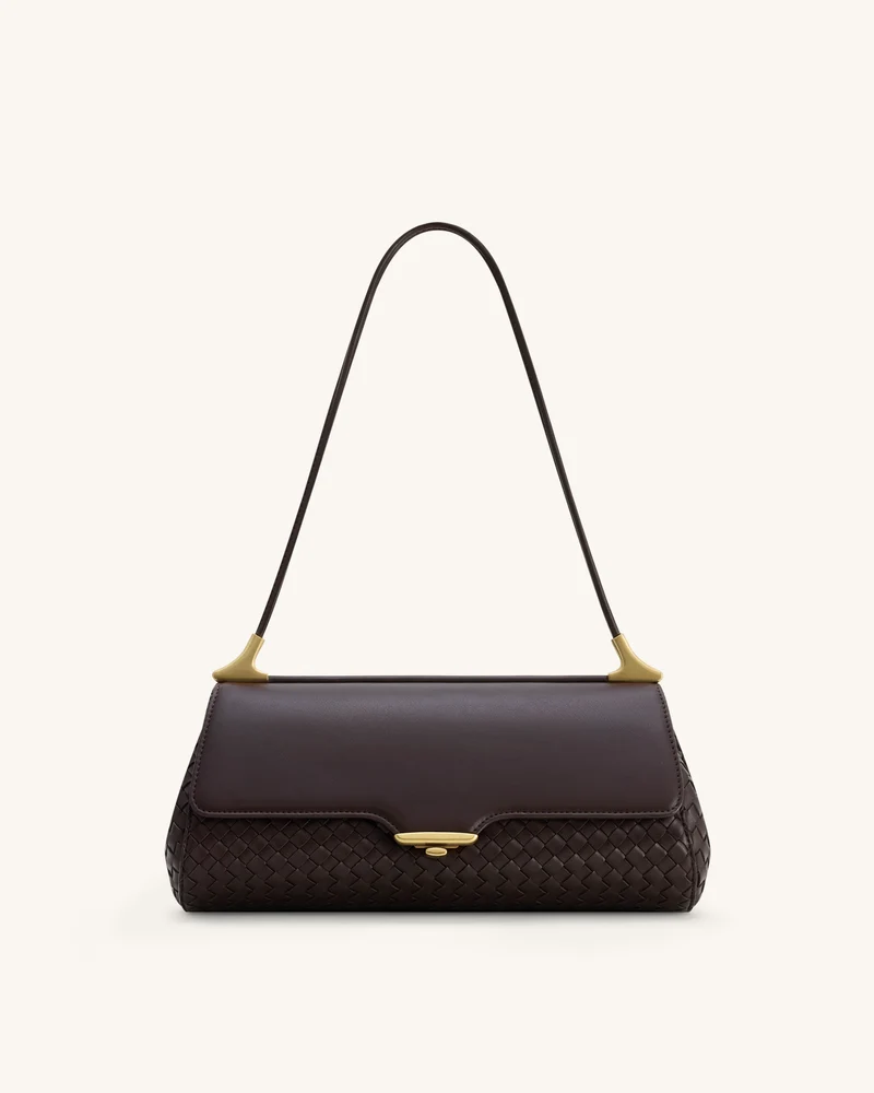 Eloise Woven Shoulder Bag - Dark Brown