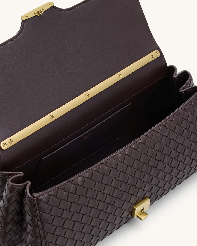 Eloise Woven Shoulder Bag - Dark Brown