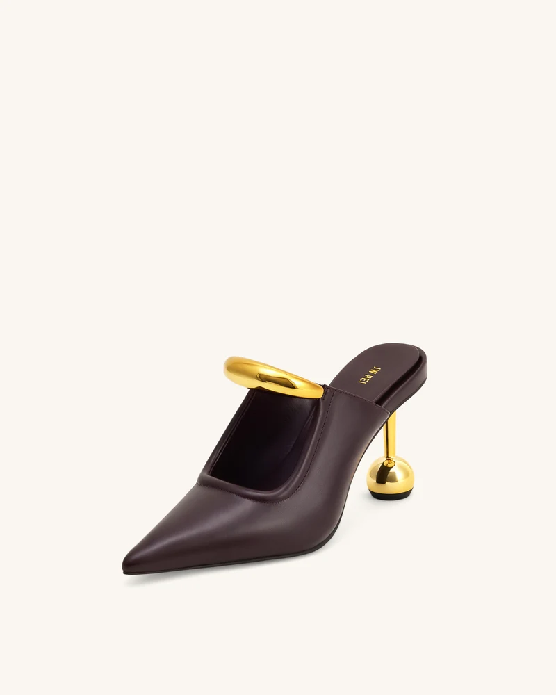 Sofia Mules mit Metallakzent und Kugelabsatz - Tiefes Bordeaux