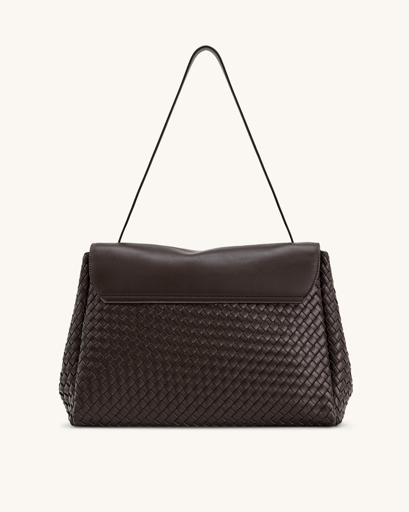 Hilary Geflochtene Schultertasche – Dunkelbraun