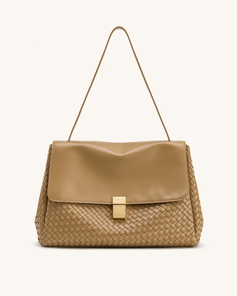 Hilary Geflochtene Schultertasche – Kamel
