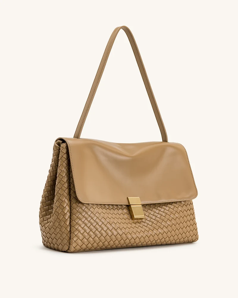 Hilary Geflochtene Schultertasche – Kamel