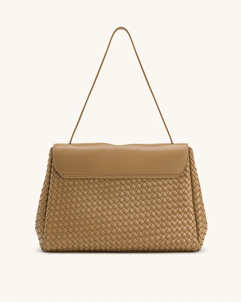 Hilary Geflochtene Schultertasche – Kamel
