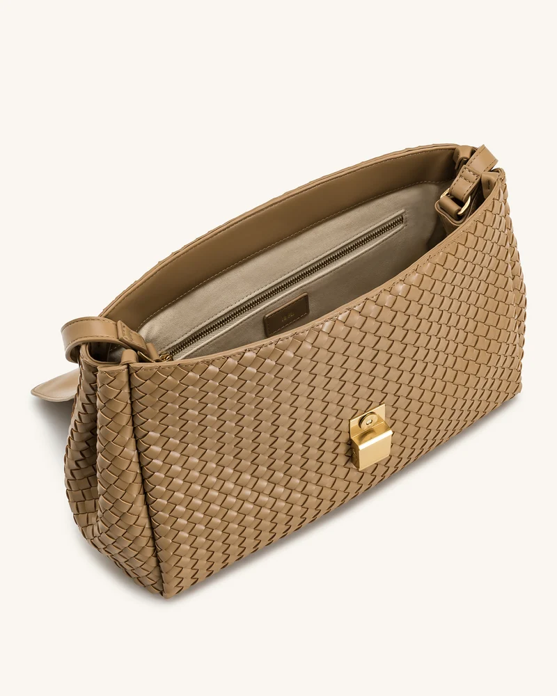 Hilary Geflochtene Schultertasche – Kamel
