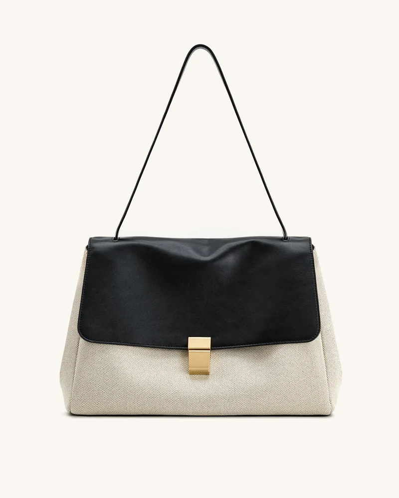 Hilary Schultertasche – Schwarzes Canvas