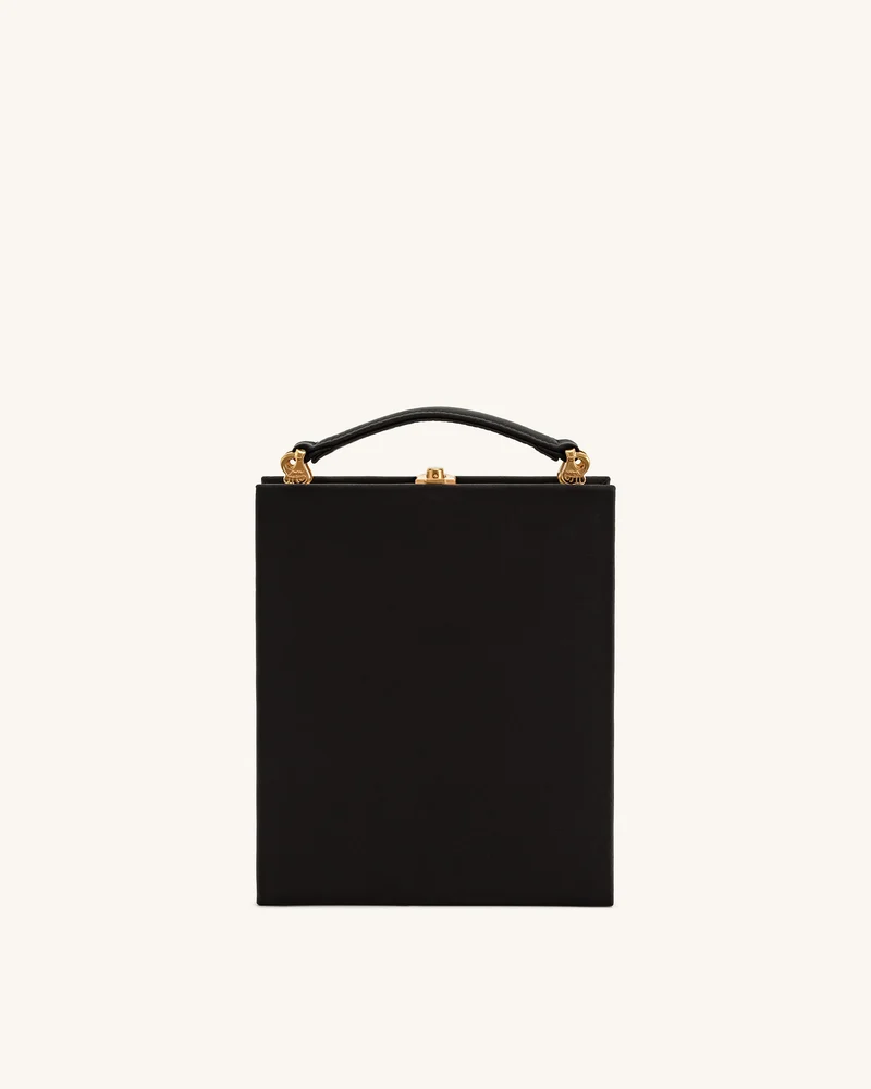 Taya Clutch in Buchform mit Orchideenmotiv – Schwarz