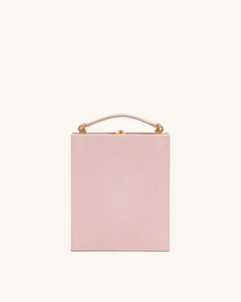 Taya Buchförmige Clutch mit Orchideenmotiv – Rosa