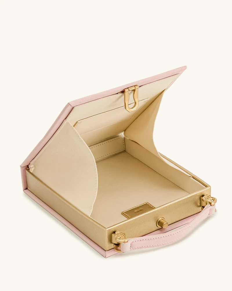 Taya Buchförmige Clutch mit Orchideenmotiv – Rosa