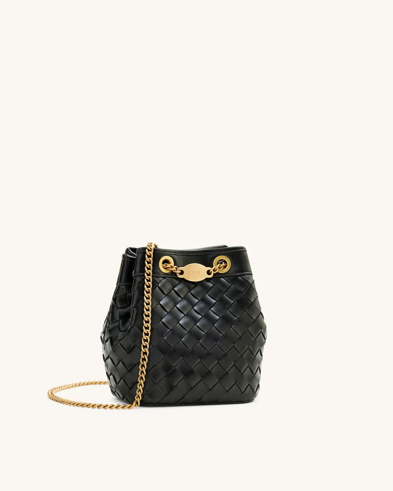 Yara Handgewebte Beuteltasche – Schwarz