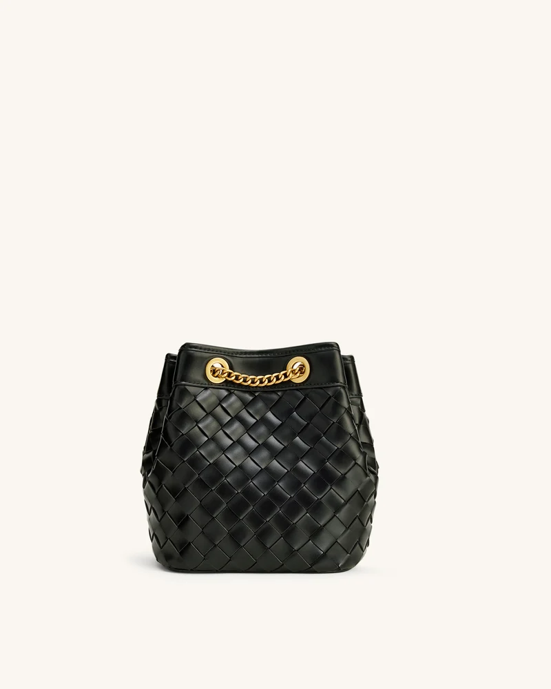 Yara Handgewebte Beuteltasche – Schwarz