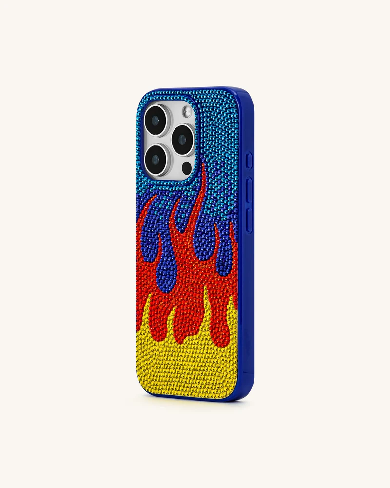 Phone-Hülle mit Flammenmuster – Mehrfarbig Blau