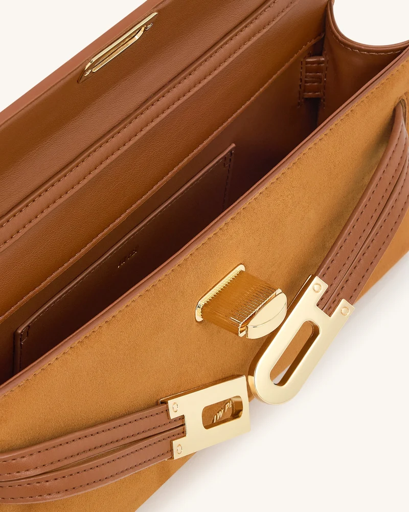 Bria Strukturierte Handtasche mit oberem Griff aus Kunst-Wildleder – Braun