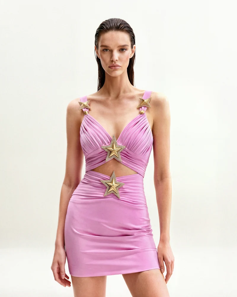 Minikleid mit Sternendetails – Rosa