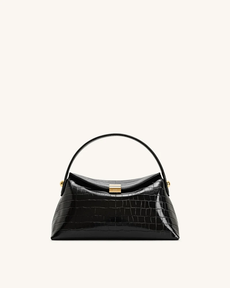 Talia Henkeltasche – Schwarzes Kroko-Design