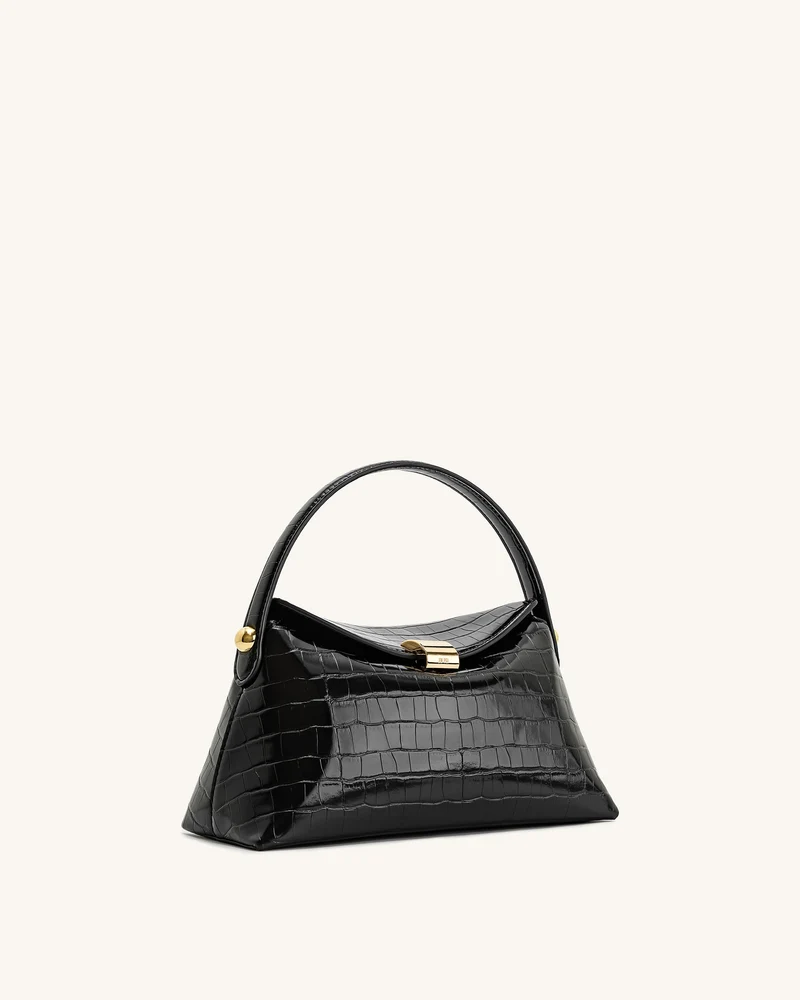 Talia Henkeltasche – Schwarzes Kroko-Design