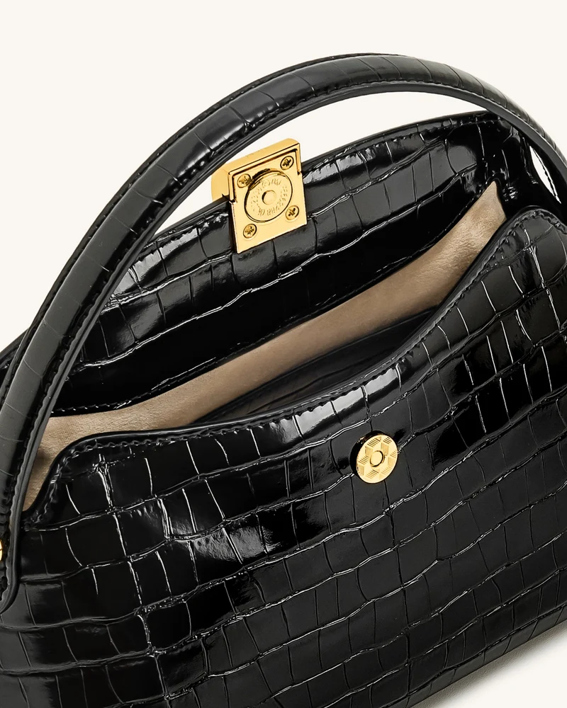 Talia Henkeltasche – Schwarzes Kroko-Design