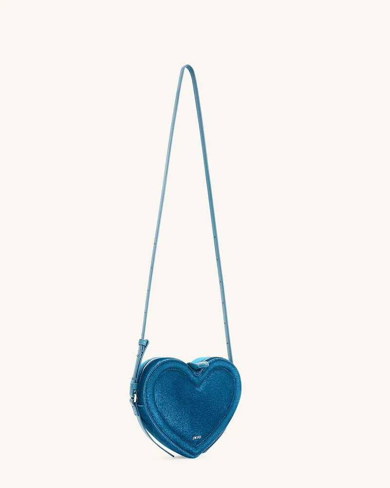 Arlene Herzförmige Tasche aus Samt – Blau