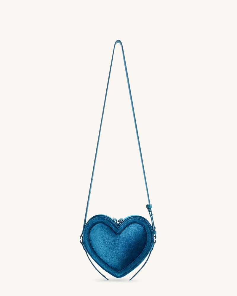 Arlene Herzförmige Tasche aus Samt – Blau