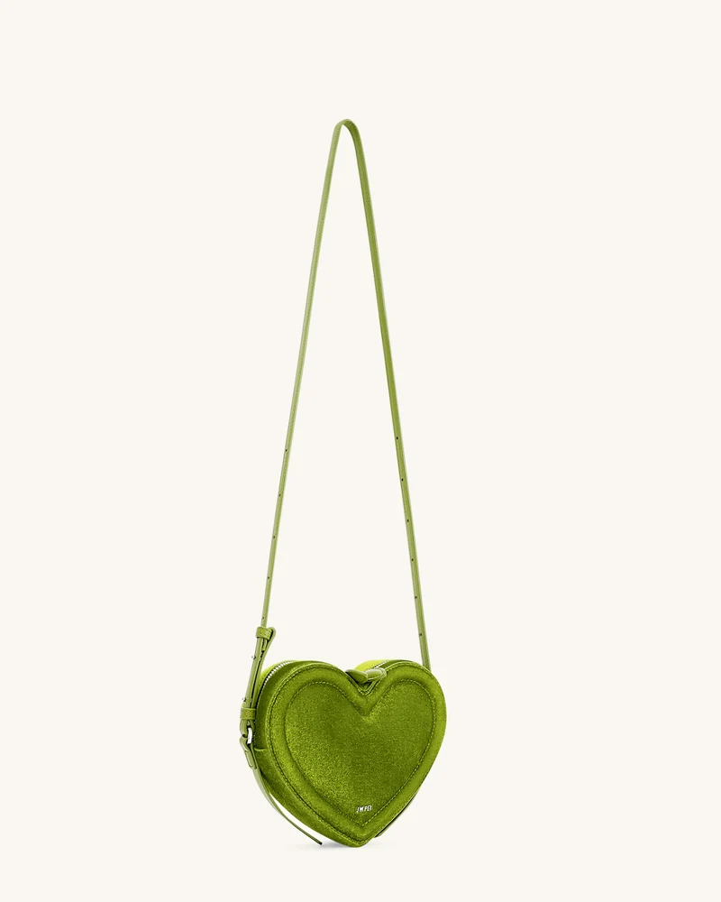 Arlene Herzförmige Tasche aus Samt – Grün