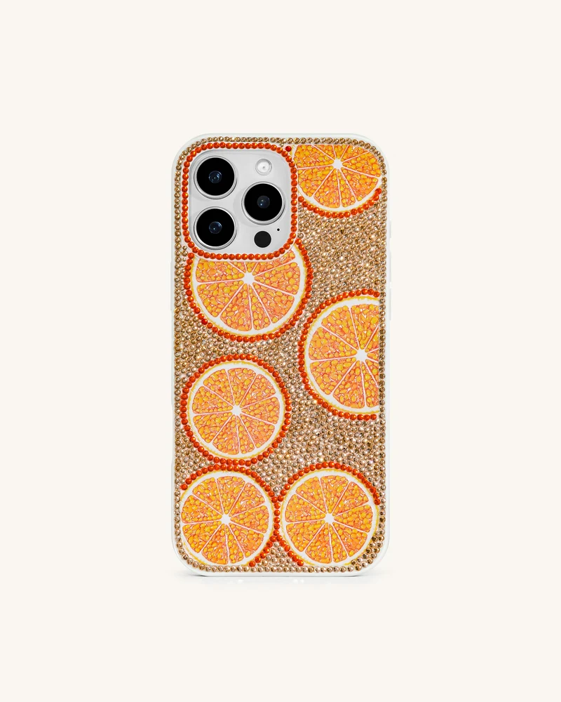 Orange Burst Bling Handyhülle – Bunt/Orange