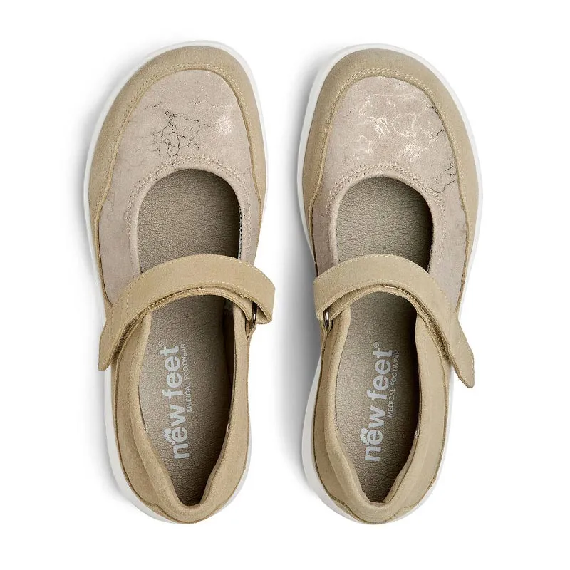 New Feet ballerina med velcro - Sand