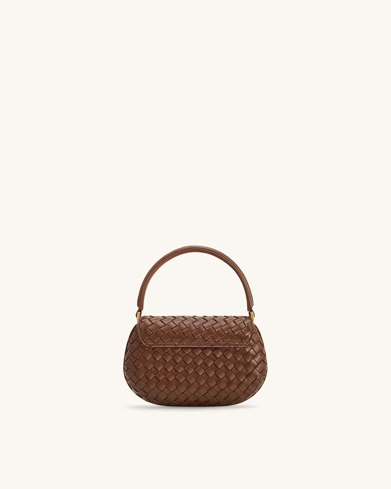 Zuri Handgewebte Tasche mit rundem Henkel - Braun