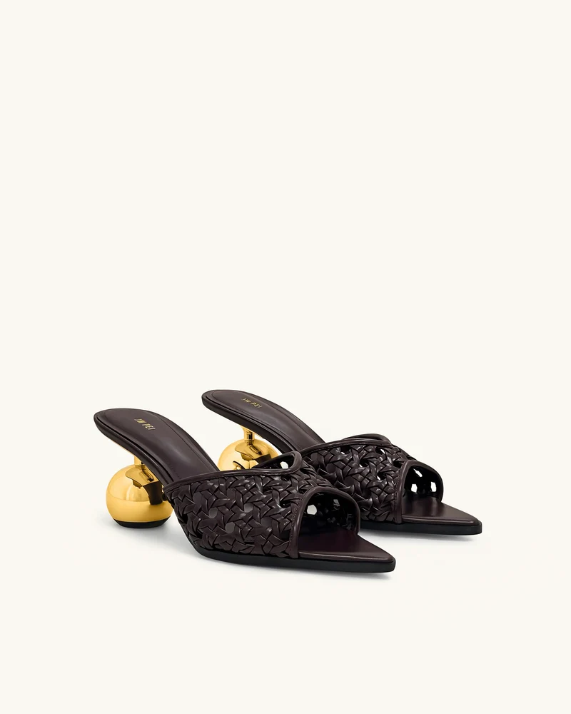 Ellie Gewebte Kugelabsatz-Mules - Tiefes Bordeaux