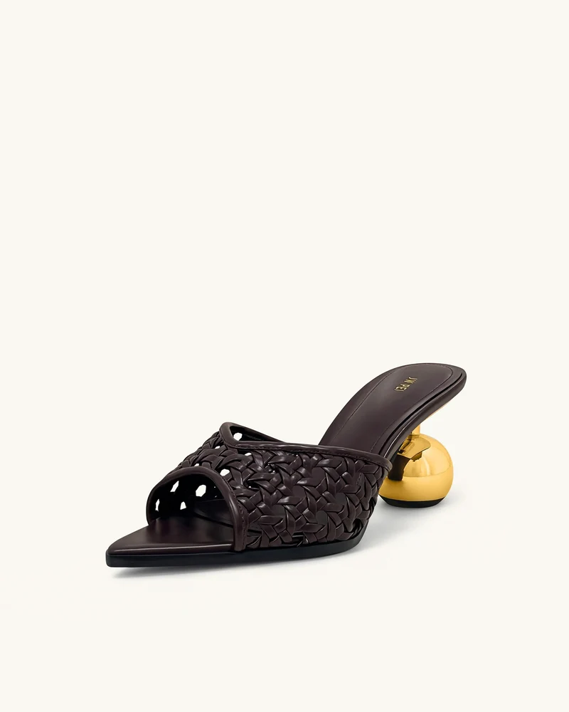 Ellie Gewebte Kugelabsatz-Mules - Tiefes Bordeaux