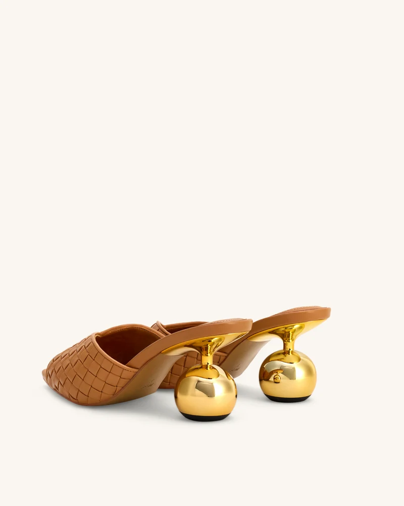 Ellie Geflochtene Kugelabsatz-Mules - Khaki