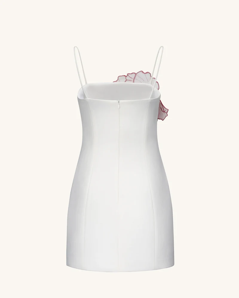 Iris-Applikations-Minikleid – Weiß