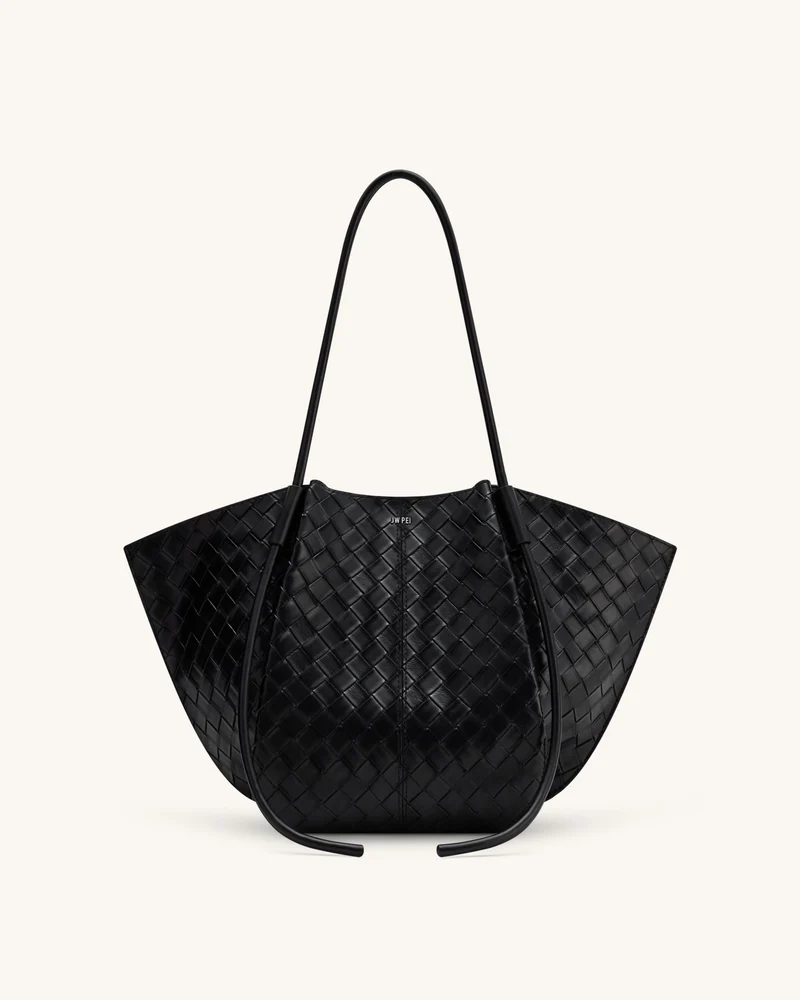 Nala Große Tote Bag mit Webtextur - Schwarz