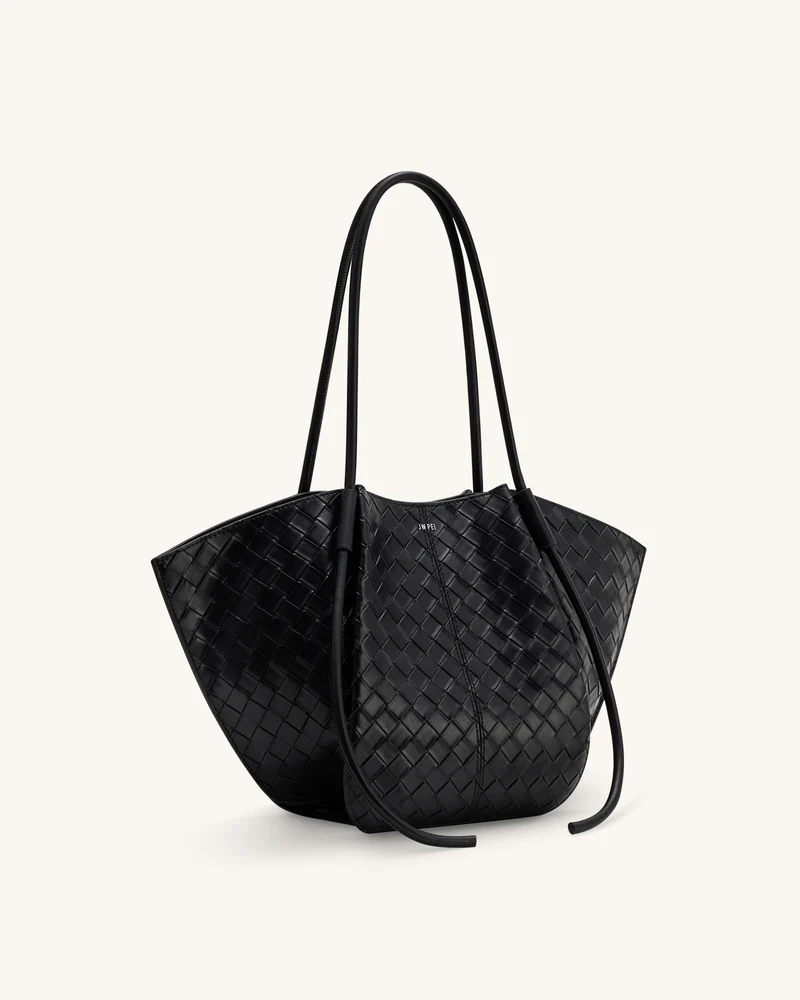 Nala Große Tote Bag mit Webtextur - Schwarz