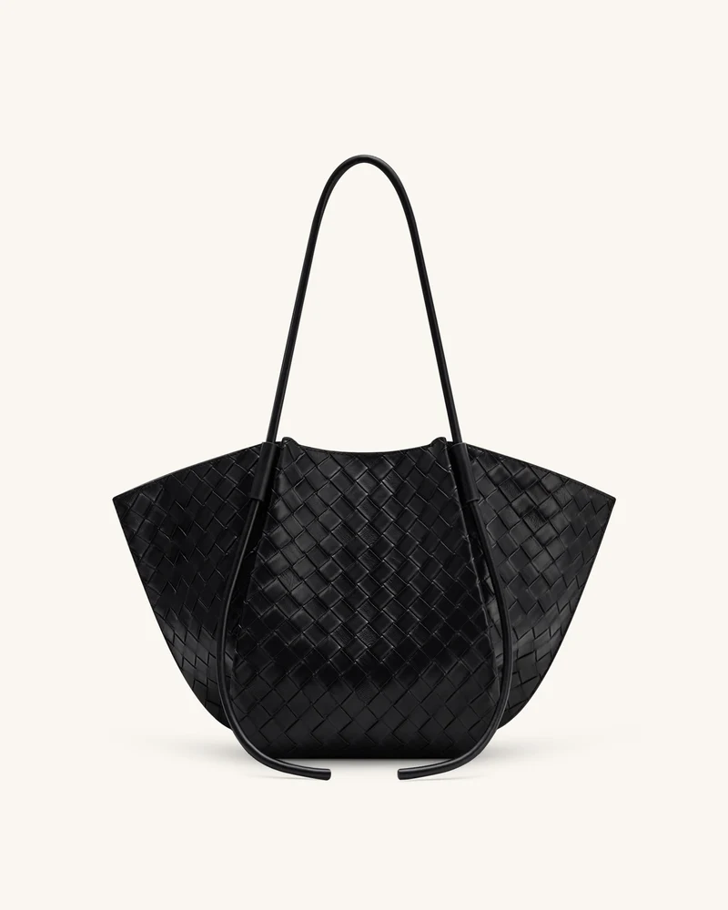 Nala Große Tote Bag mit Webtextur - Schwarz