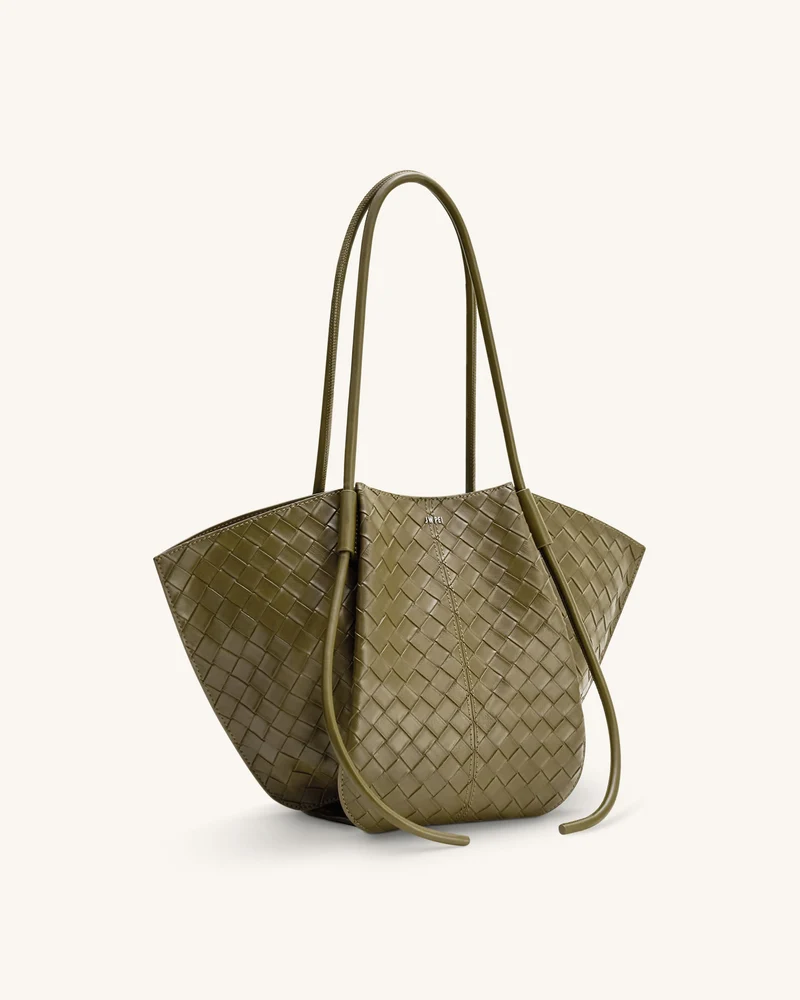 Nala Große Tote Bag mit Webtextur - Olivgrün