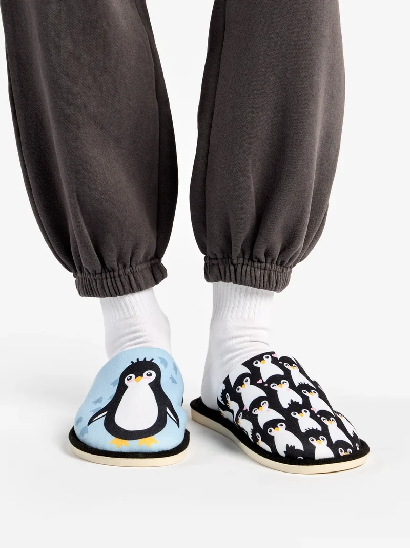 Lustige Hausschuhe Winterpinguin