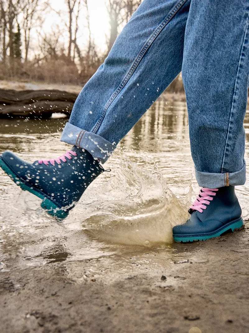 Smaragdblaue Regenstiefel für Frauen