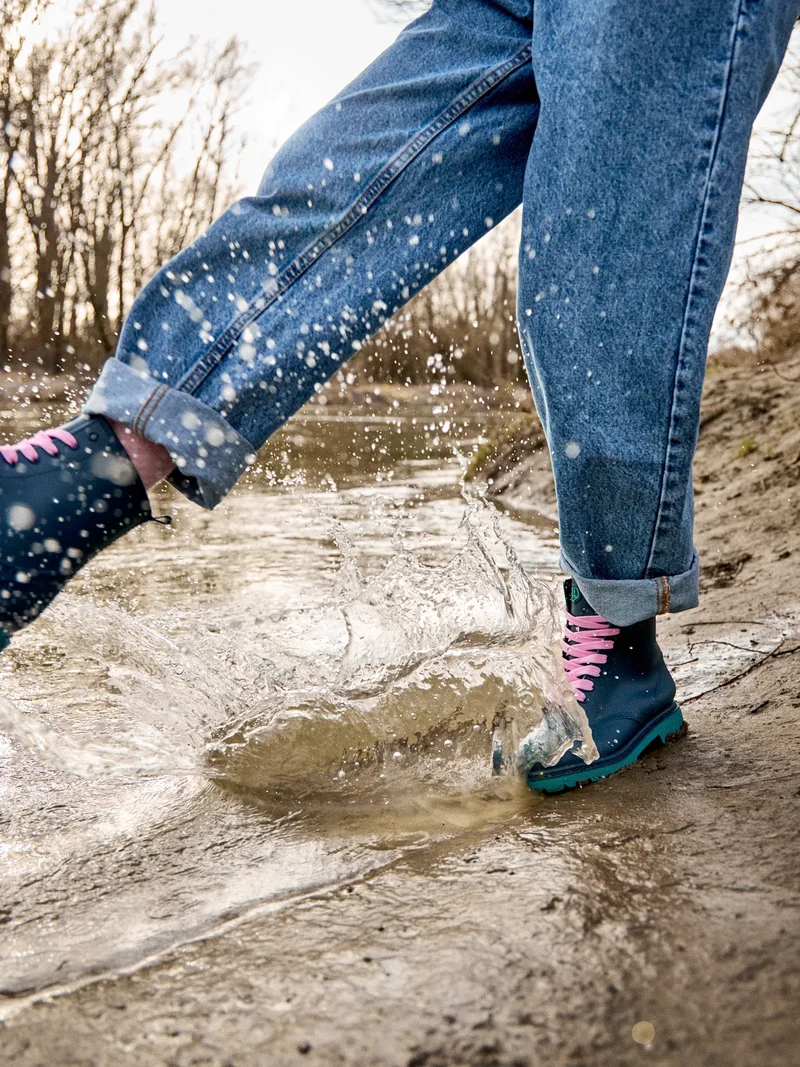 Smaragdblaue Regenstiefel für Frauen