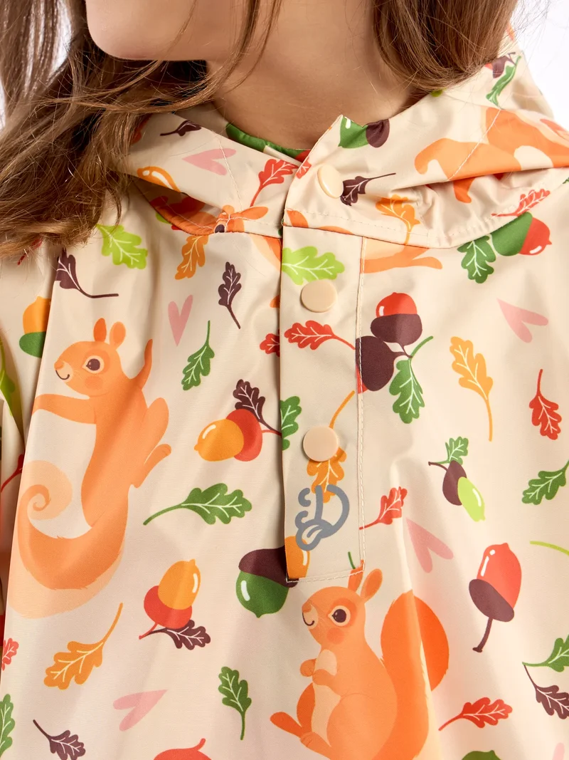 Lustiger Regenmantel für Kinder Eichhörnchen und Nüsse