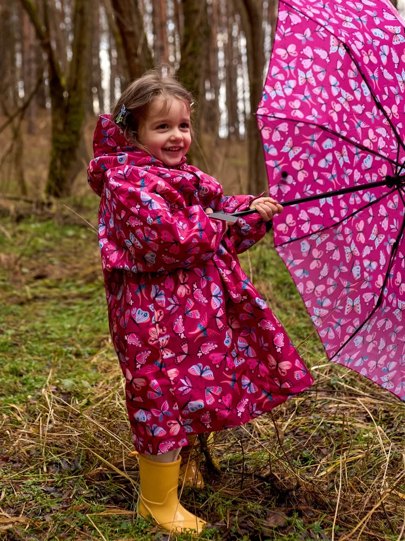 Lustiger Regenmantel für Kinder Rosa Schmetterlinge