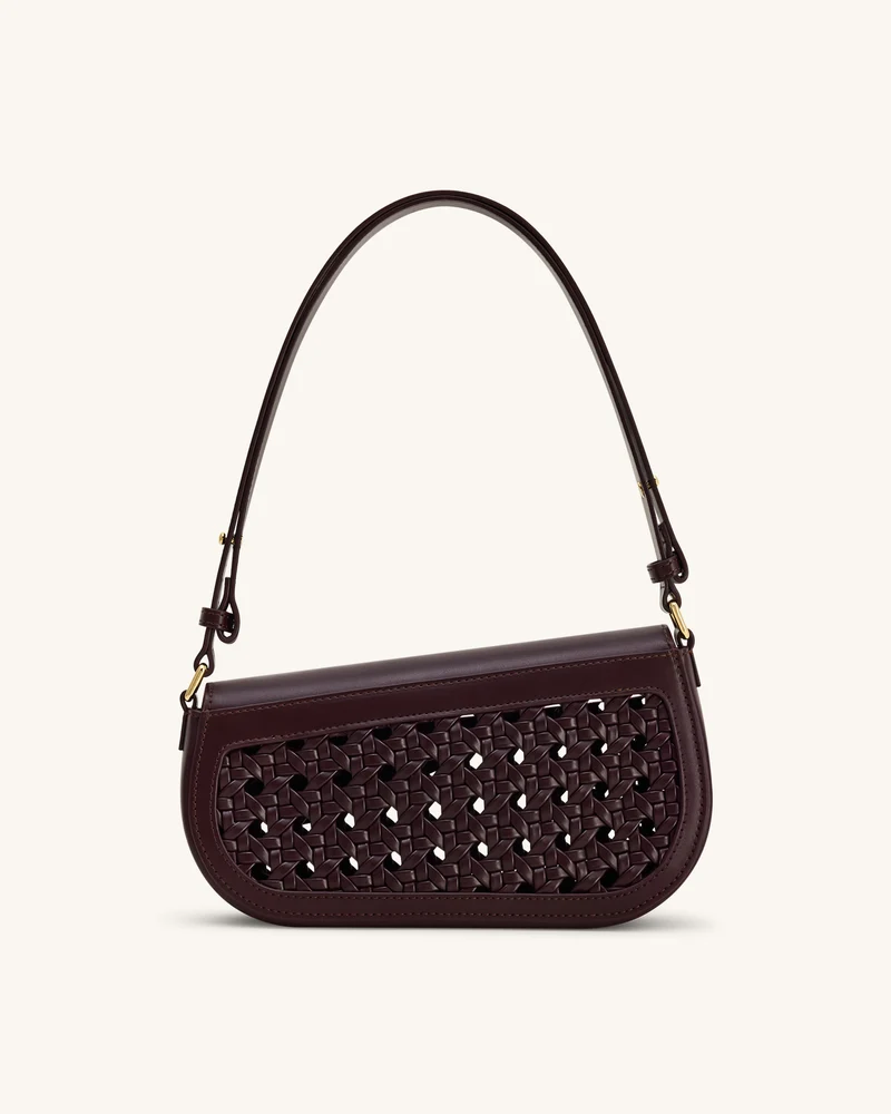 Addisyn Schultertasche mit gewebtem Panel - Bordeaux
