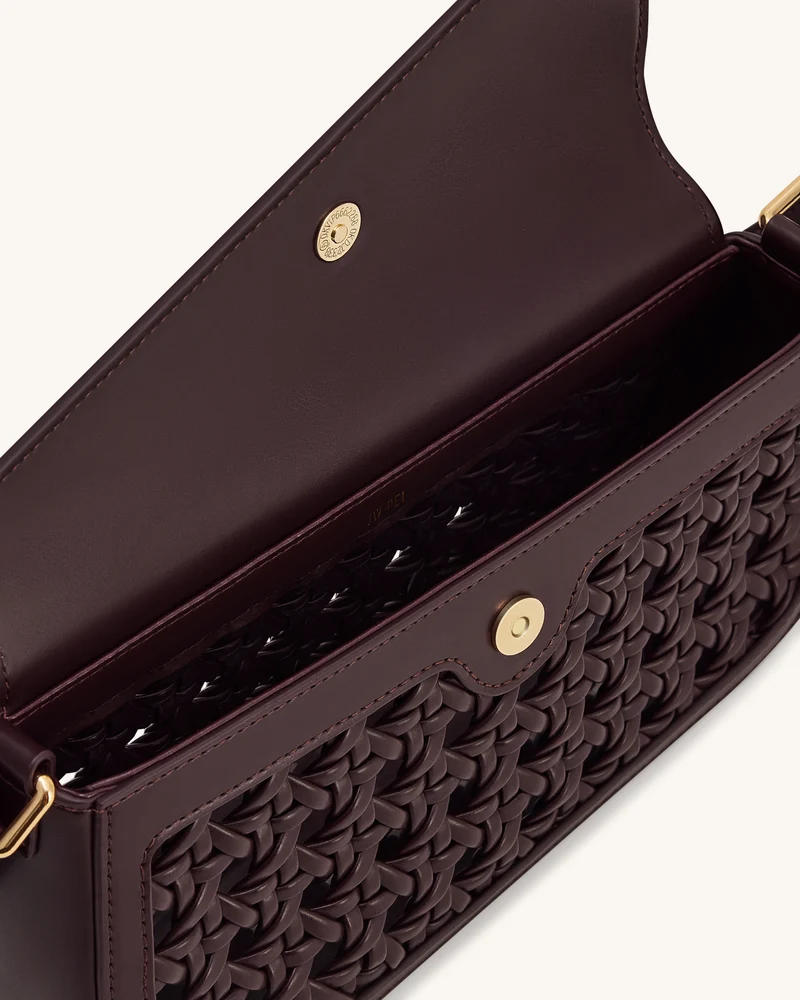 Addisyn Schultertasche mit gewebtem Panel - Bordeaux