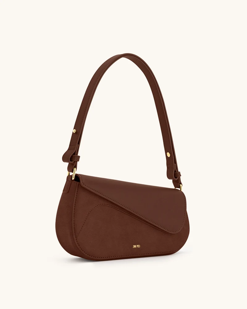 Addisyn Schultertasche mit Veloursleder Panel - Mokka Braun