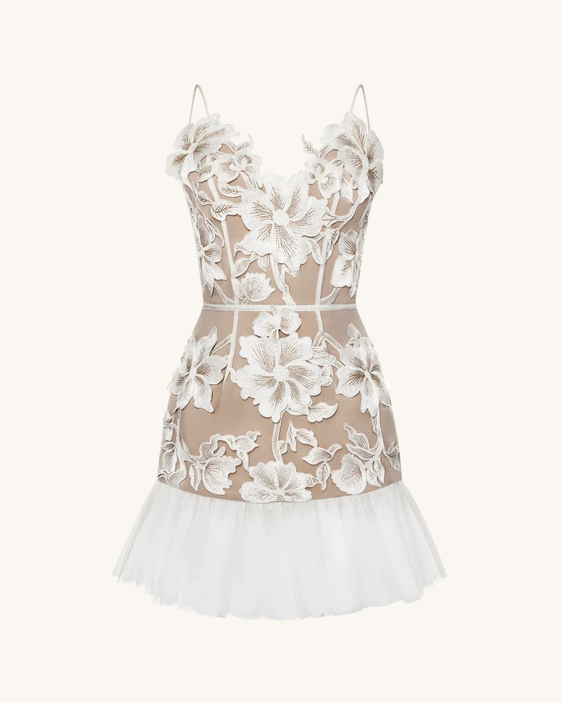 Blumen Trägerkleid Minikleid - Weiß