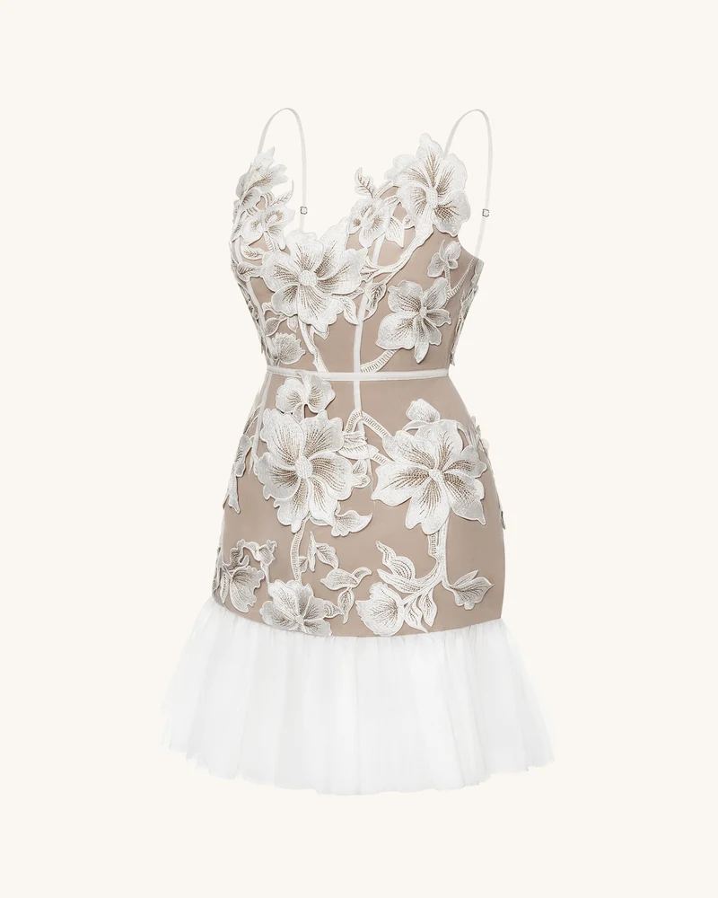 Blumen Trägerkleid Minikleid - Weiß