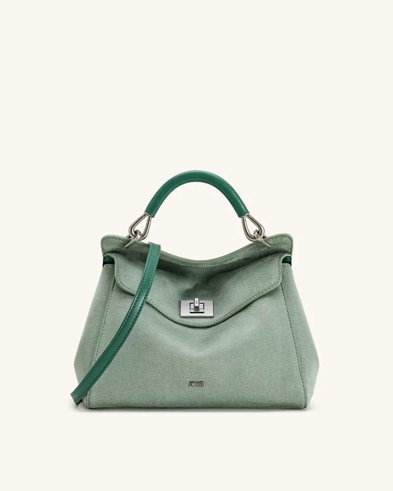 Lucia Klassische Handtasche aus Kunstwildleder – Matcha-Grün